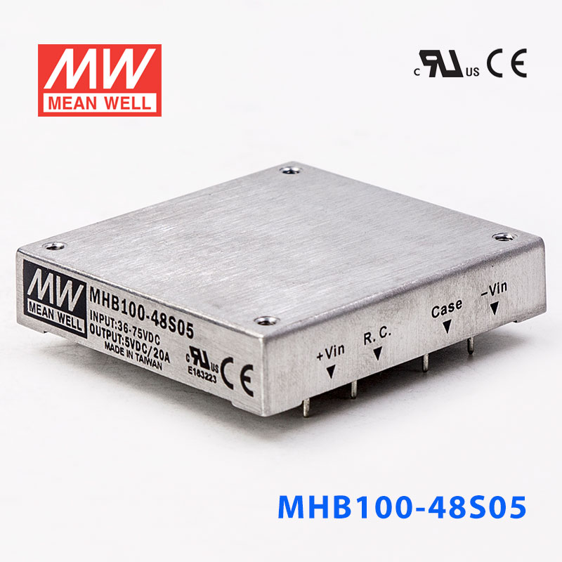 MHB100-48S05 MHB100-48S05 100W 36~75V 输入 5V20A稳压单路输出明纬DC-DC转换电源
