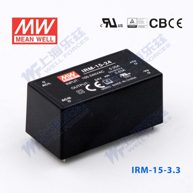 IRM-15-3.3 IRM-15-3.3 12W 3.3V 3.5A 单路输出高能效裸板型明纬开关电源