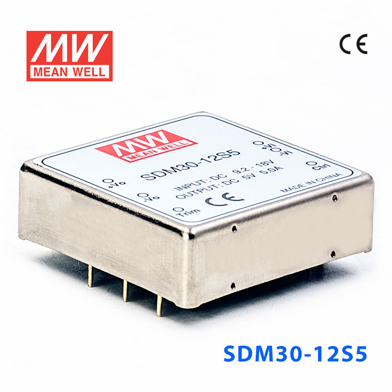 SDM30-12S5 SDM30-12S5 30W 9~18V 输入 5V 稳压单路输出明纬DC-DC转换模块电源