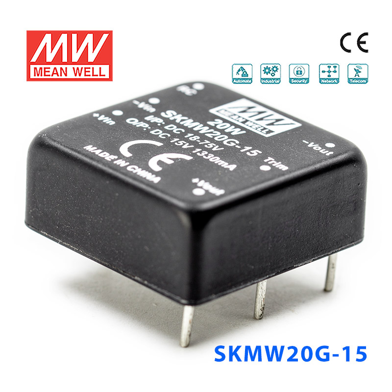 SKMW20G-15 SKMW20G-15 20W 18~75V 转 15V 1.33A 非稳压单路输出DC-DC模块电源