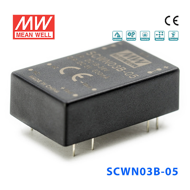 SCWN03B-03 Mean Well SCWN03B-03 DC-DC Converter - 3W 18~36V DC in 3.3V out 909mA