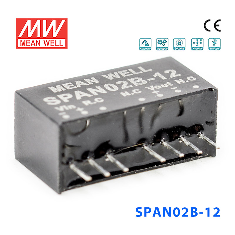 SPAN02B-12 SPAN02B-12 2W 18~36V 转 12V 167mA非稳压单路输出DC-DC模块电源