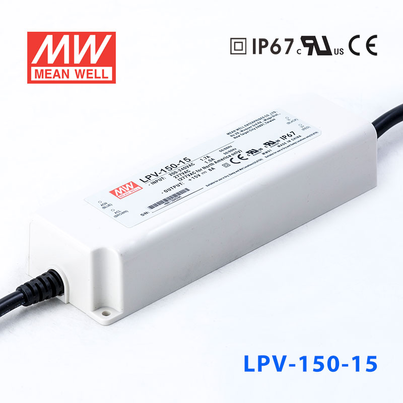 LPV-150-15 LPV-150-15 150W 15V 10A明纬牌恒压输出IP67防水塑壳LED照明电源