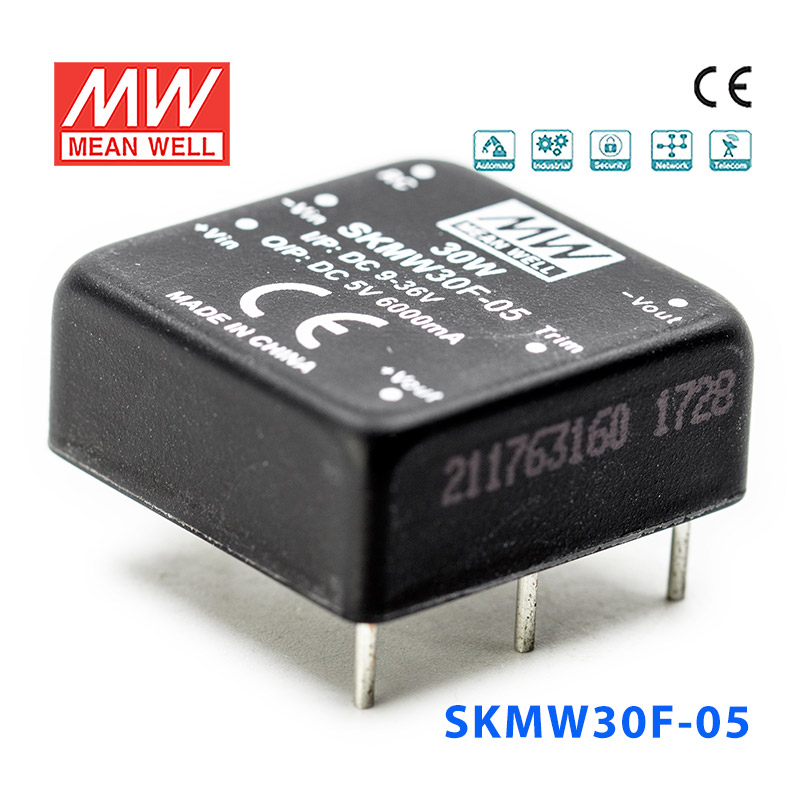 SKMW30F-03 SKMW30F-03 30W 9~36V 转 3.3V 7.5A 非稳压单路输出明纬DC-DC模块电源