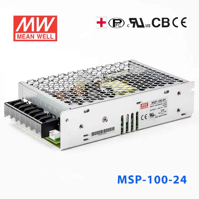 MSP-100-24 MSP-100-24 100W 24V 4.5A 单路输出带功率因素校正高可靠医疗型明纬开关电源