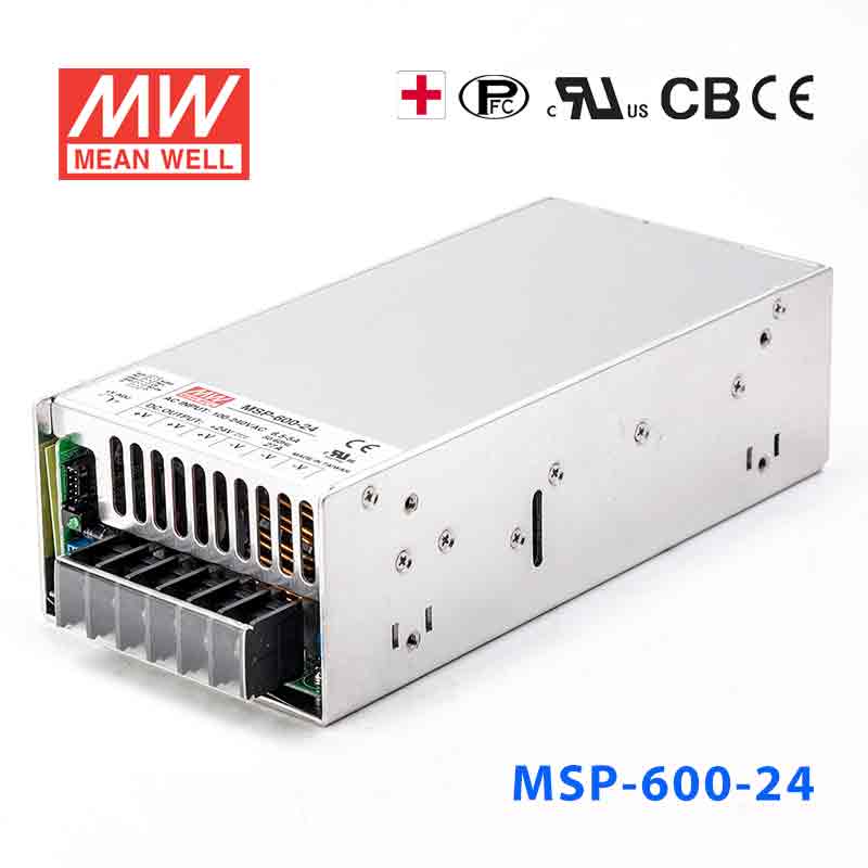 MSP-600-24 MSP-600-24 600W 24V 27A 单路输出带功率因素校正高可靠医疗型明纬开关电源