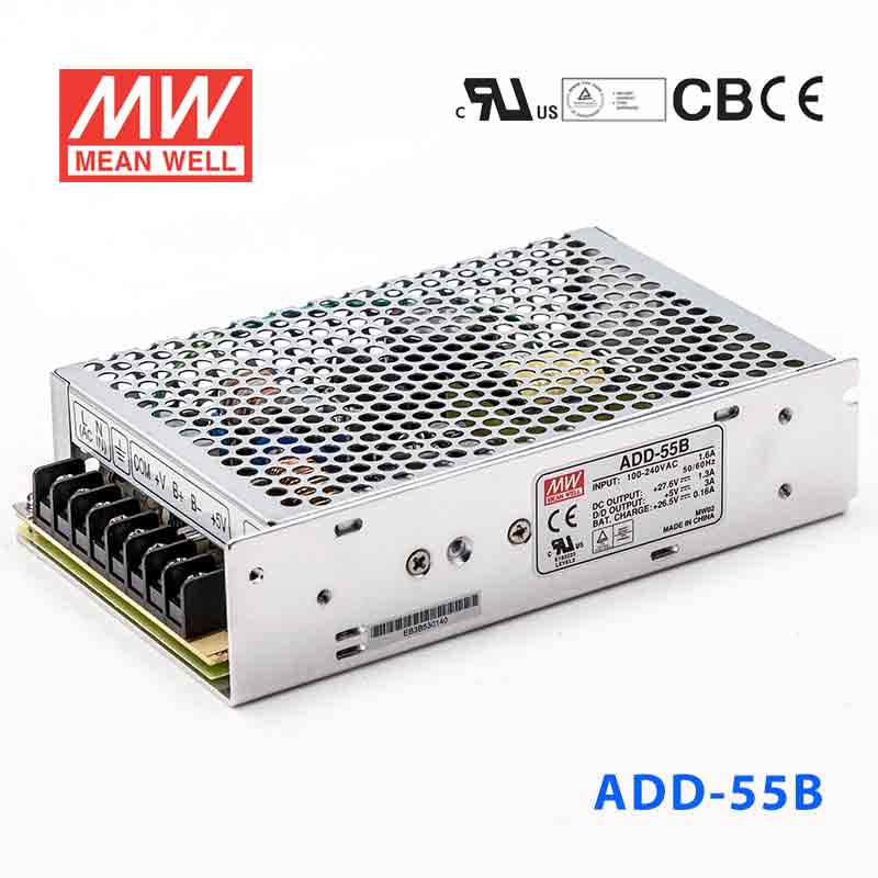 ADD-55B ADD-55B 55W 27.6V2A +5V4A 双路输出带浮充电明纬不间断安防电源