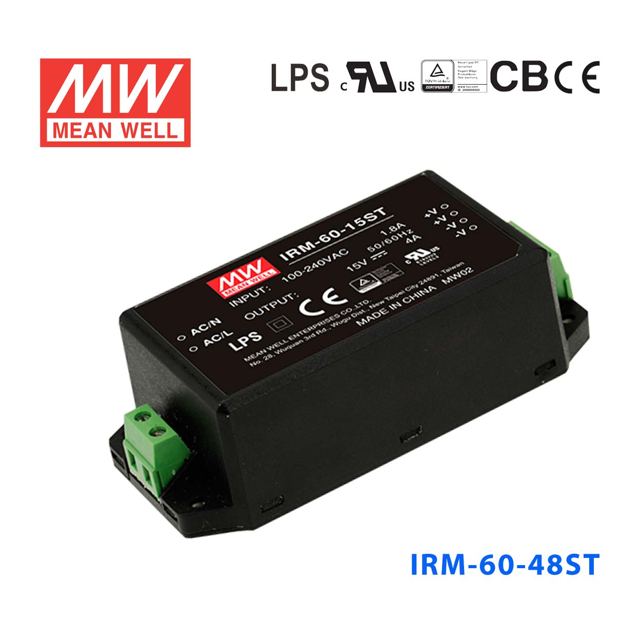 IRM-60-48ST IRM-60-48ST 60W 48V 1.25A 高能效 端子台接线型 明纬超小型AC-DC模块电源