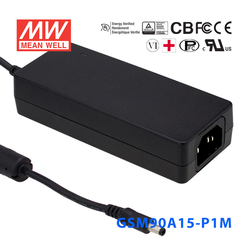 GSM90A15-P1M GSM90A15-P1M 90W 15V6A输出明纬高能效医疗型外置桌面型电源适配器