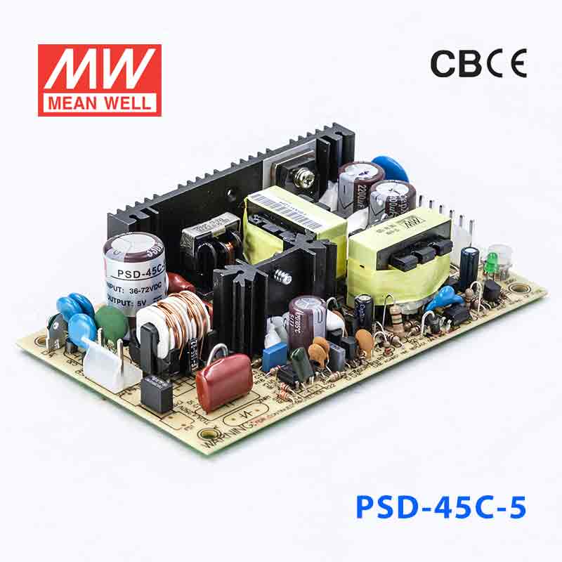 PSD-45C-5 PSD-45C-5 45W 36~72V 输入 5V 9A 单路输出PCB板明纬DC-DC变换电源