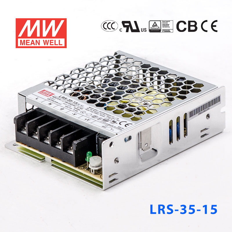 LRS-35-15 LRS-35-15 36W 15V2.4A单路输出超薄型低空载损耗明纬开关电源