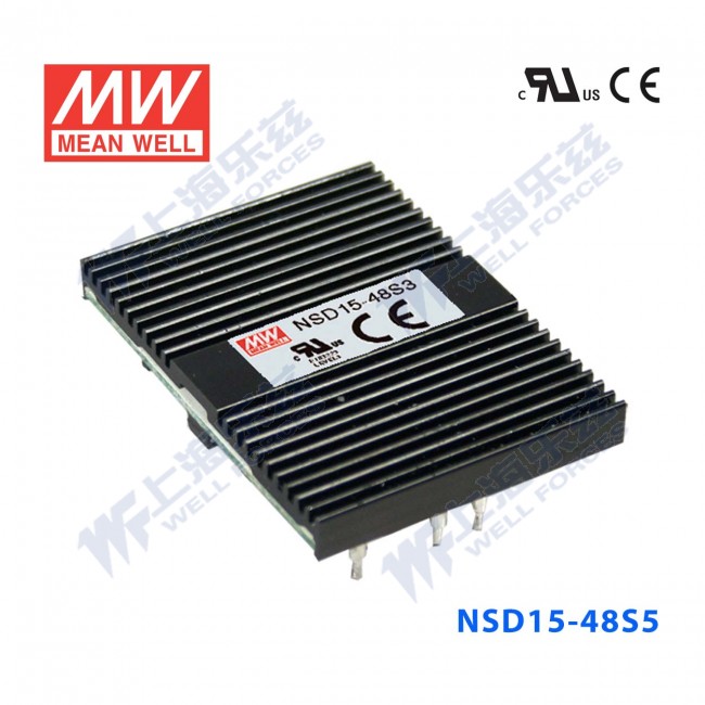 NSD15-48S5 NSD15-48S5 5W 18~72V 输入 5V 稳压输出板上安装型明纬DC-DC变换电源