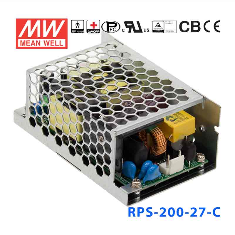 RPS-200-27-C RPS-200-27-C 200W 27V 5.3A 单路输出微漏电低空载损耗医用有外壳明纬开关电源