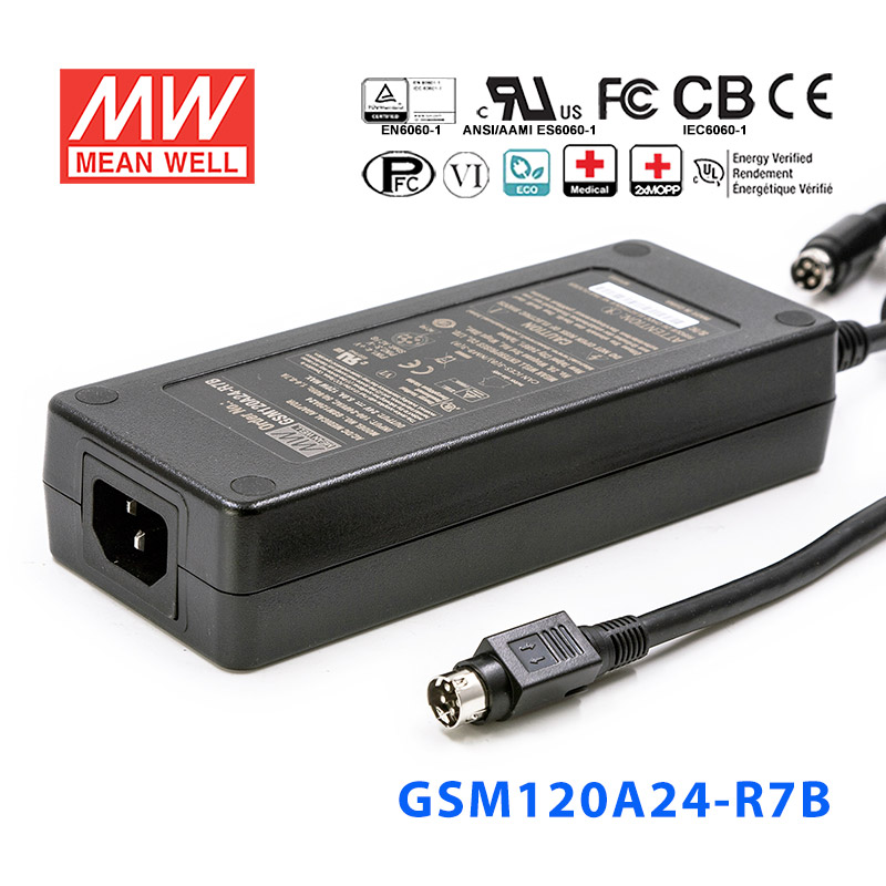 GSM120A24-R7B GSM120A24-R7B 120W 24V5A输出明纬高能效医疗型外置桌面型电源适配器