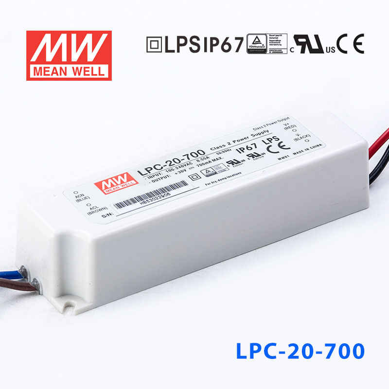 LPC-20-700 LPC-20-700 20W 700mA恒流输出明纬牌IP67防水塑壳LED电源