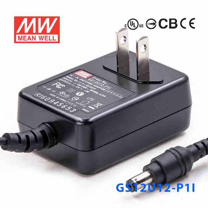 GS12U12-P1I GS12U12-P1I 12W 12V1A 输出绿色能源明纬墙插电源适配器(美式插头)