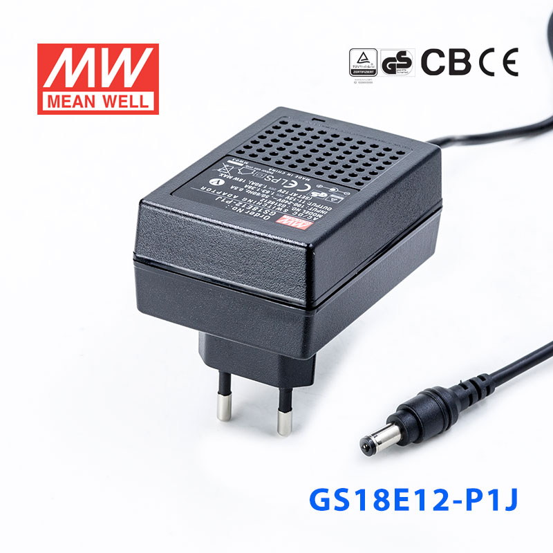 GS18E12-P1J GS18E12-P1J 18W 12V1.5A 输出绿色能源明纬墙插电源适配器(欧式插头)