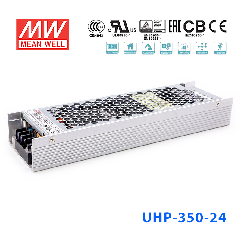 UHP-350-24 UHP-350-24 350W 24V 14.6A 明纬PFC高性能超薄电源