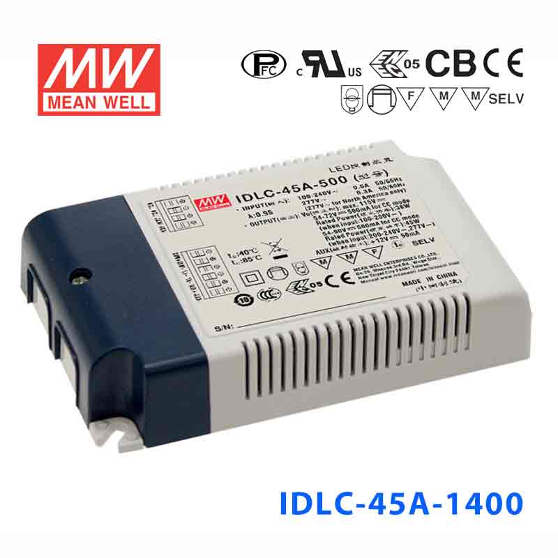 IDLC-45A-1400 IDLC-45A-1400 45W 19~32V 1400mA 带辅助直接输出明纬LED开关电源