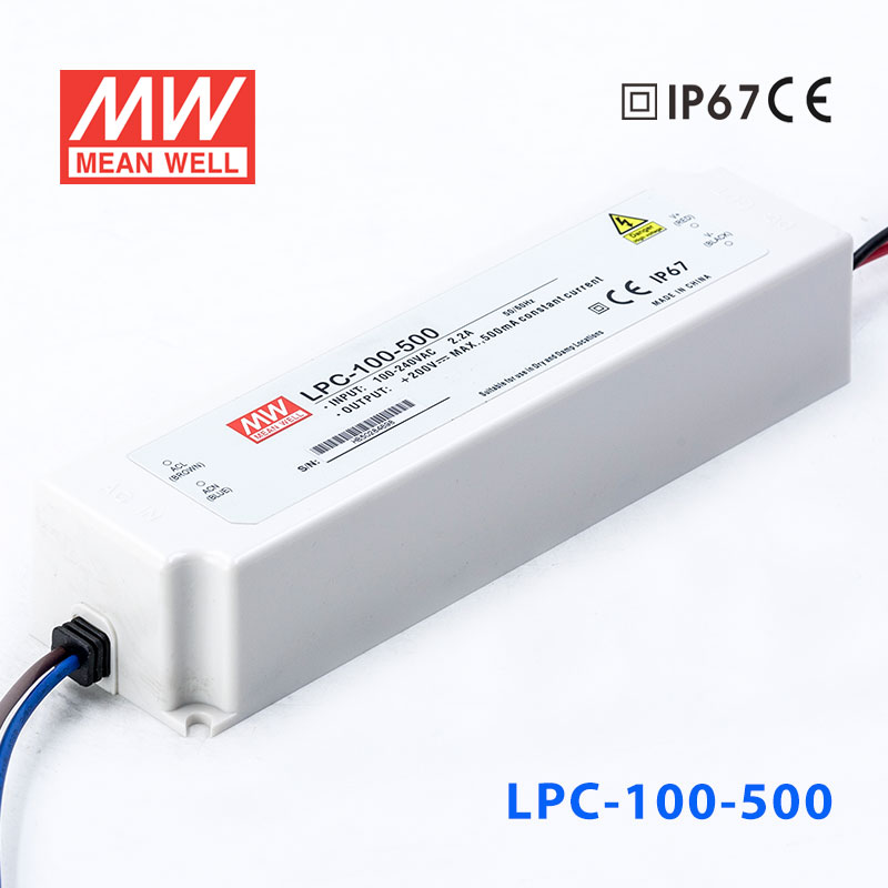 LPC-100-500 LPC-100-500 100W 500mA恒流输出明纬牌IP67防水塑壳LED电源