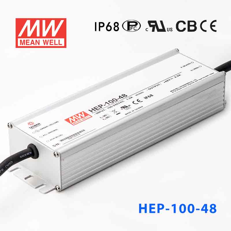 HEP-100-48 HEP-100-48 100W 48V 2A无风扇全密封IP68防护高效率明纬电源