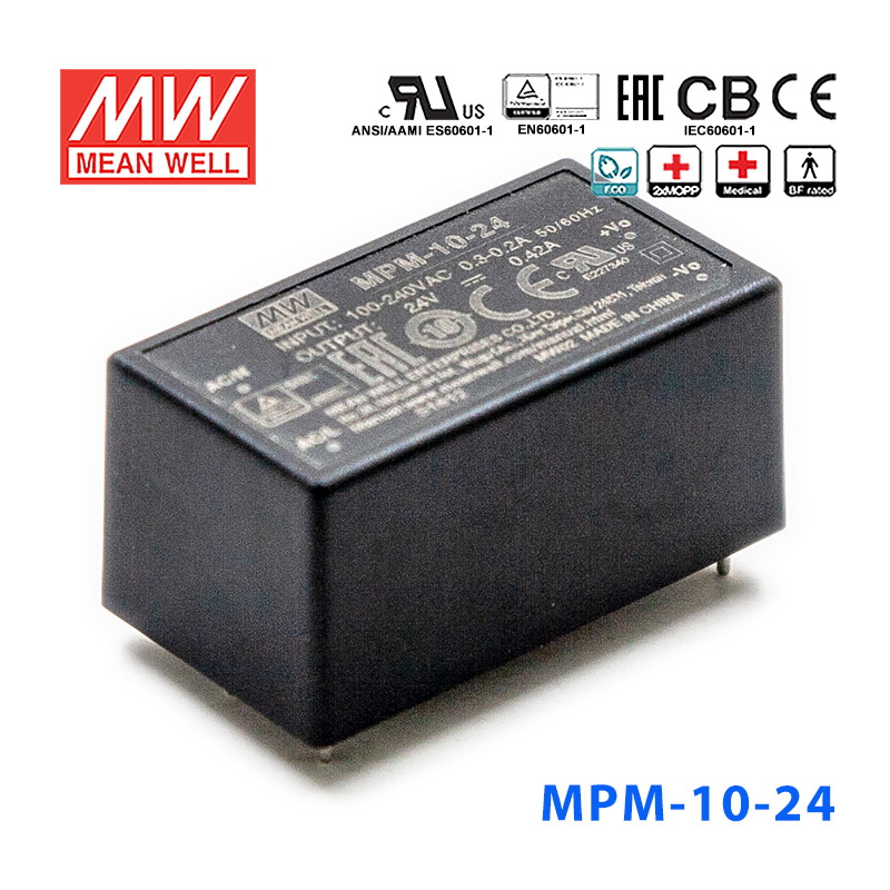 MPM-10-24 MPM-10-24台湾明纬10W 80~264V输入 24V0.42A输出医疗基板型电源