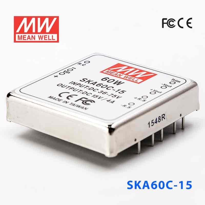 SKA60C-15 SKA60C-15 60W 36~72V 输入 15V 4A 明纬单路稳压输出DC-DC转换电源