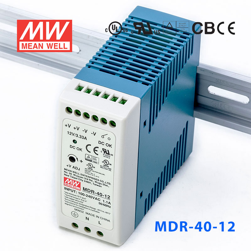 MDR-40-12 MDR-40-12 40W 12V3.33A 单输出低空载损耗DIN导轨型明纬电源