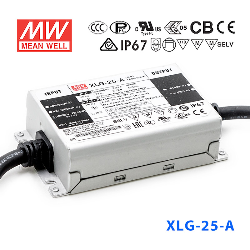 XLG-25-A XLG-25-A台湾明纬25W700mA恒功率防水电源22~54V电流可调型