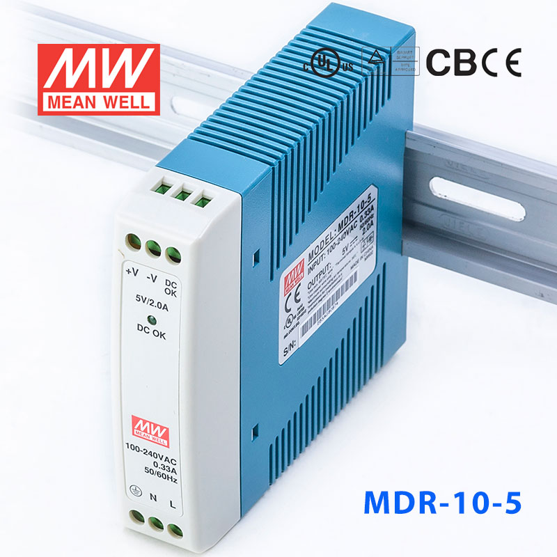 MDR-10-5 MDR-10-5 10W 5V 2A 单输出低空载损耗DIN导轨型明纬电源
