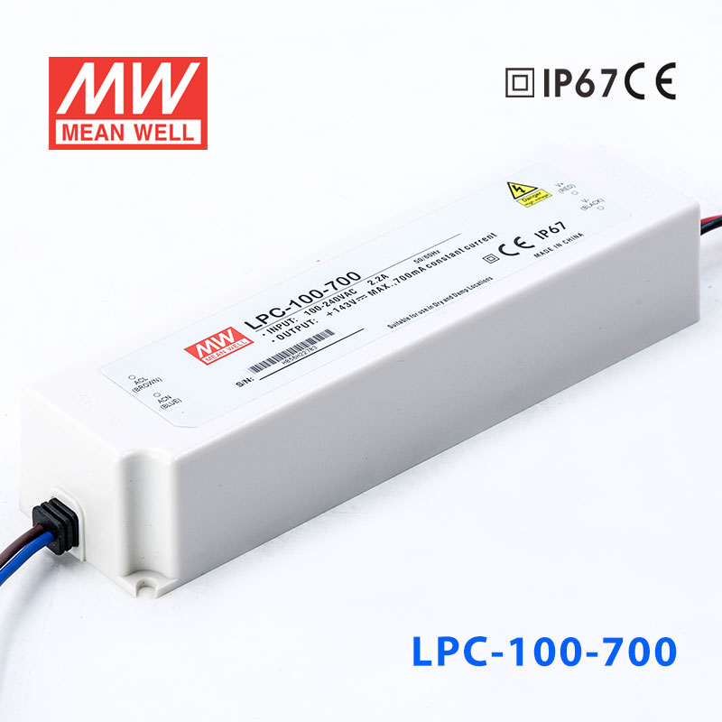 LPC-100-700 LPC-100-700 100W 700mA恒流输出明纬牌IP67防水塑壳LED电源