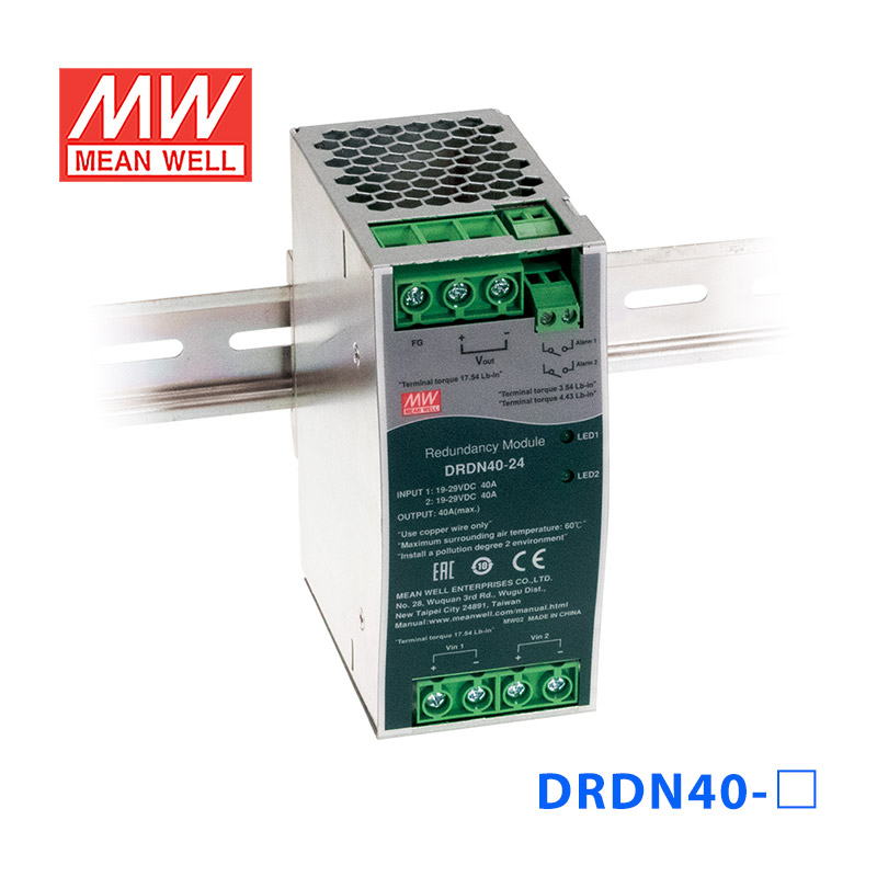 DRDN40-48 DRDN40-48台湾明纬48V 36~60Vdc 40A左右超薄宽度导轨型冗余模块