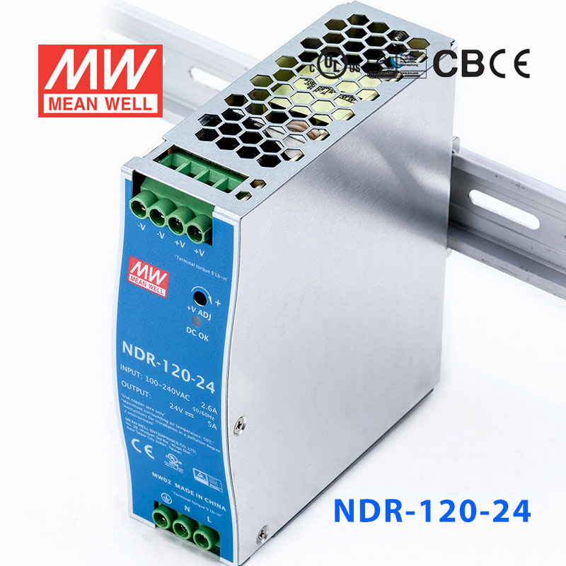 NDR-120-24 NDR-120-24 120W 24V5A单路输出明纬超薄型导轨安装电源