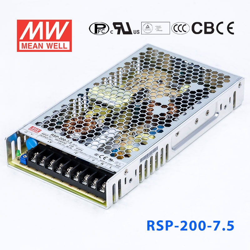 RSP-200-7.5 RSP-200-7.5 200W 7.5V26.7A 单路输出带功率因素校正超薄型明纬开关电源