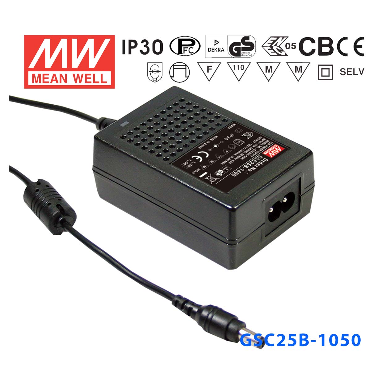 GSC25B-1050 GSC25B-1050 25W 12~24V 1050mA 恒流输出带PFC功能塑壳外置桌面型LED专用适配器电源