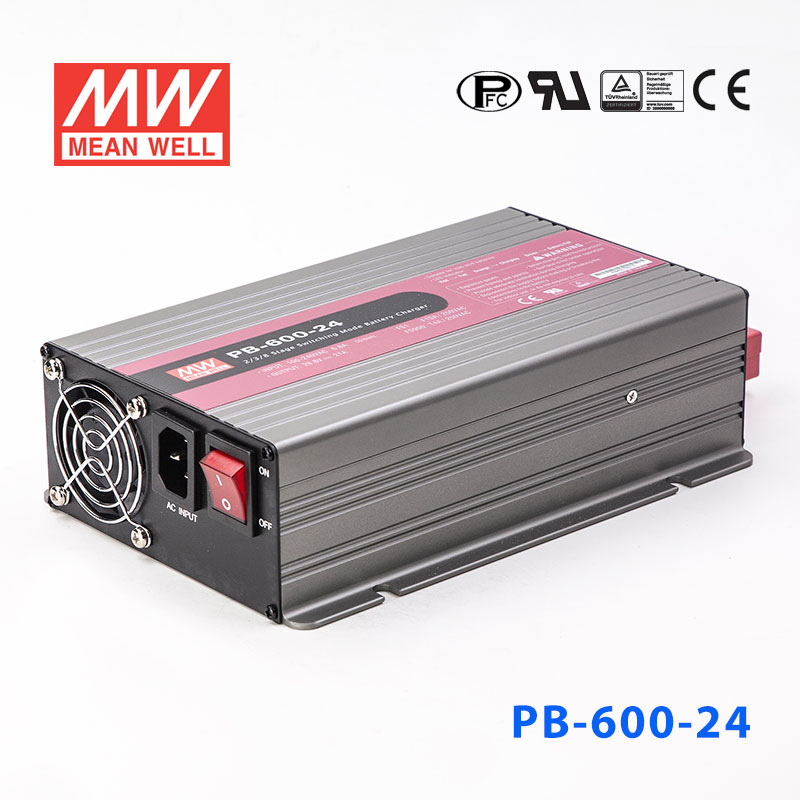 PB-600-24 PB-600-24 600W 28.8V 21A 带PFC明纬2/3/8段式智能铅酸电池充电器