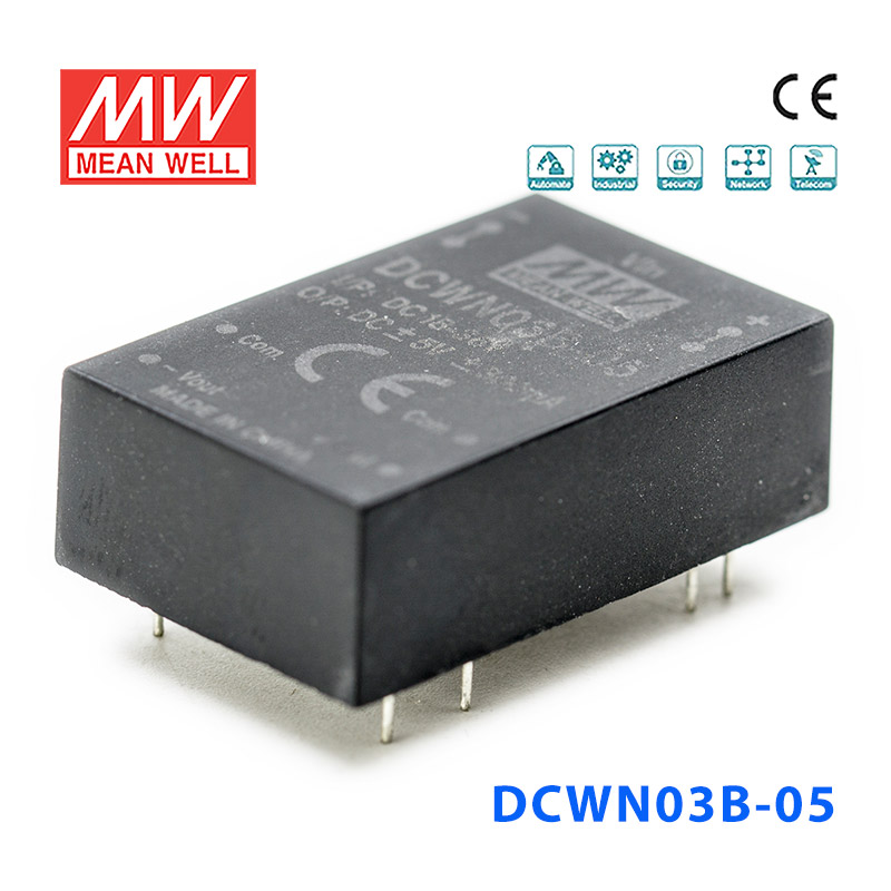 DCWN03B-05 Mean Well DCWN03B-05 DC-DC Converter - 3W 18~36V DC in 5V out 600mA
