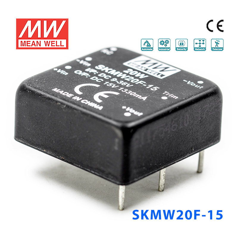 SKMW20F-15 SKMW20F-15 20W 9~36V 转 15V 1.33A 非稳压单路输出明纬DC-DC模块电源