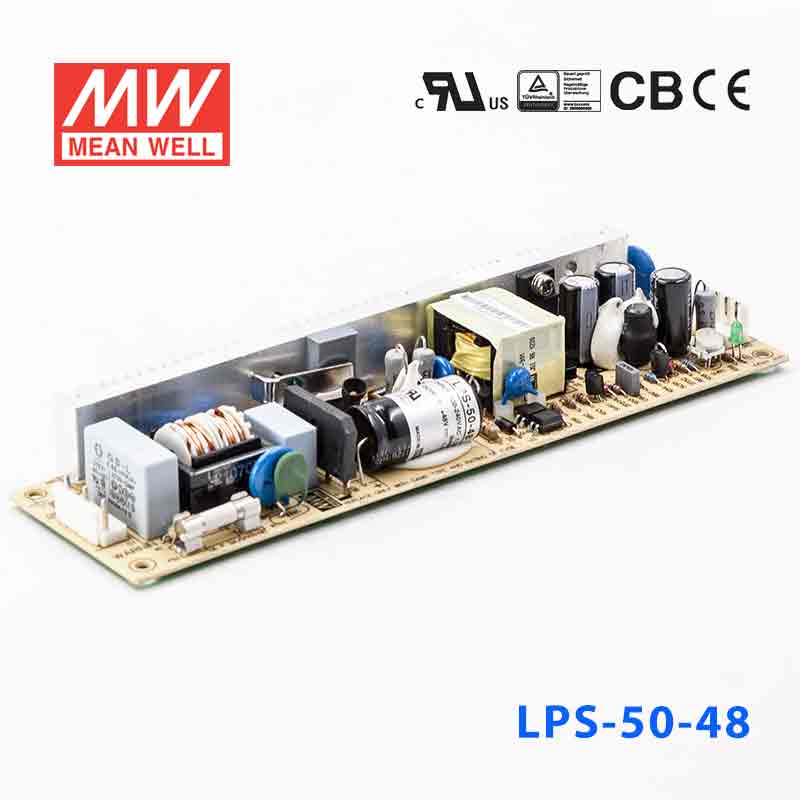 LPS-50-48 LPS-50-48 50W 48V 1.1A 单路输出无外壳窄条PCB板明纬开关电源