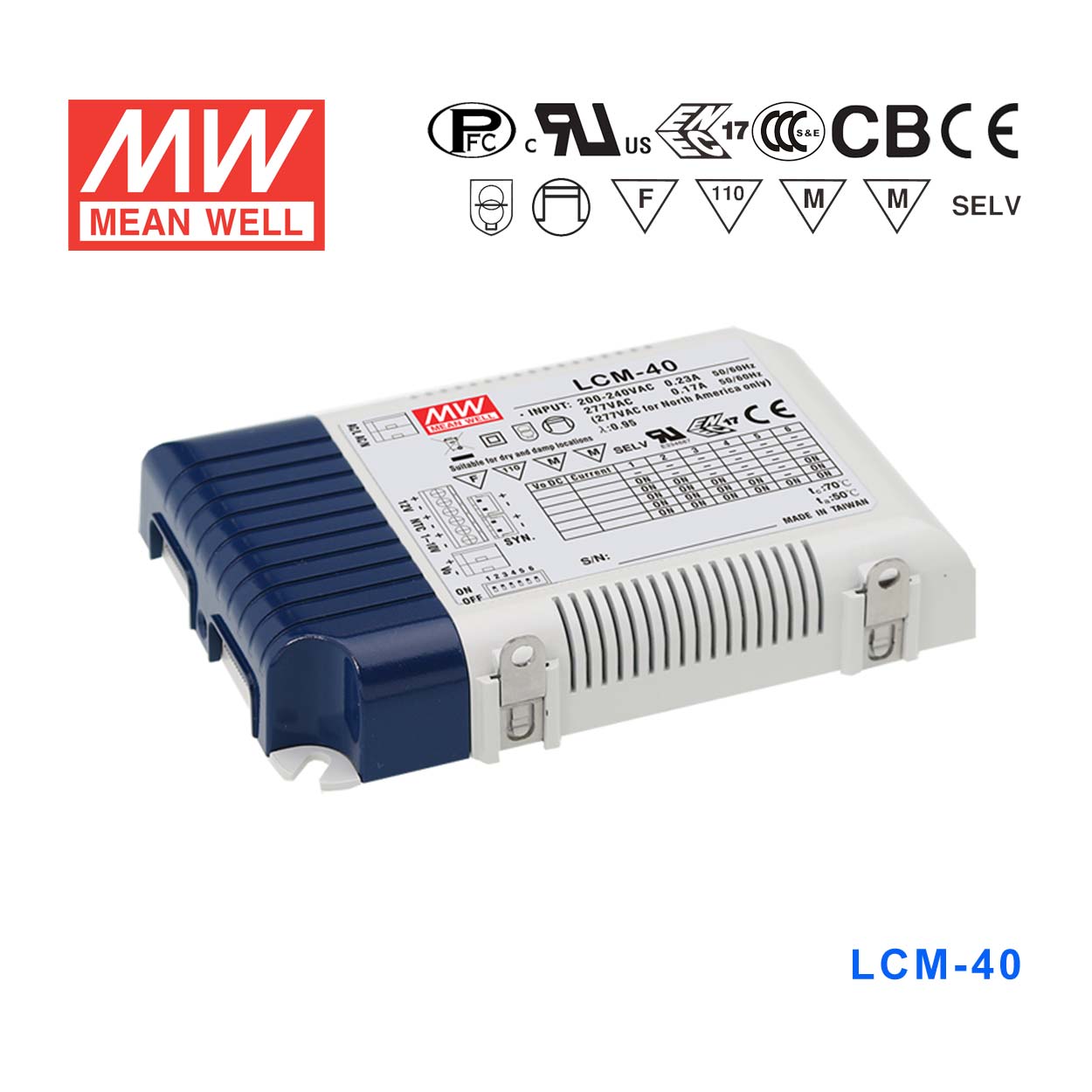 LCM-40 LCM-40 40W 电压/PWM调光多档输出恒流电源