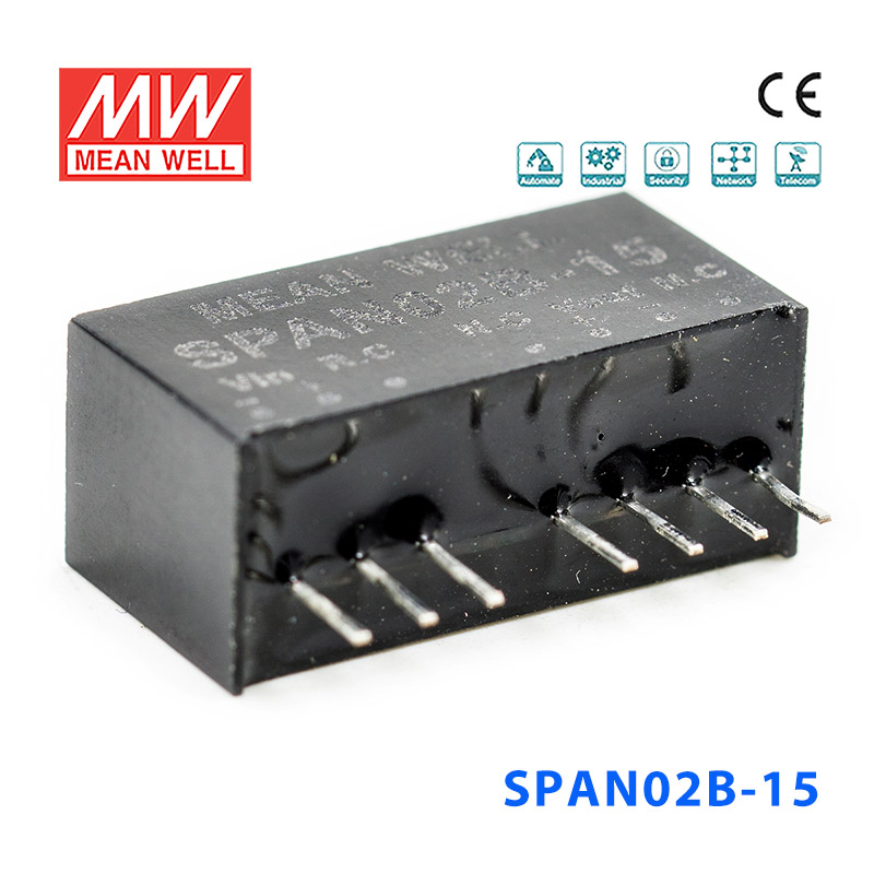 SPAN02B-15 SPAN02B-15 2W 18~36V 转 15V 134mA非稳压单路输出DC-DC模块电源