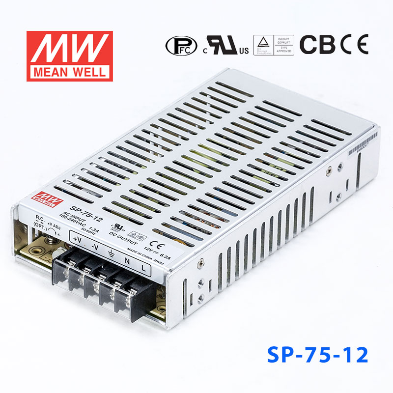 SP-75-12 SP-75-12 75W 12V6.3A 单路输出带PFC功能明纬开关电源