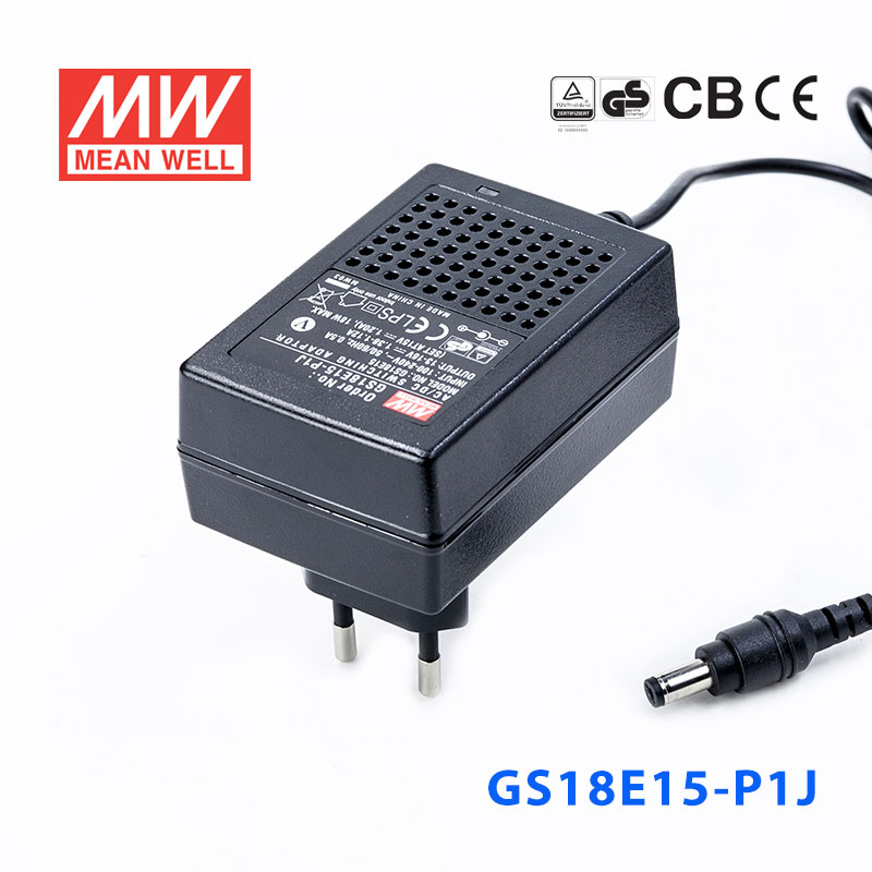 GS18E15-P1J GS18E15-P1J 18W 15V1.2A 输出绿色能源明纬墙插电源适配器(欧式插头)