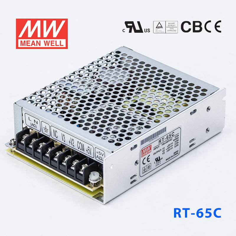 RT-65C RT-65C台湾明纬5V正负15V三路开关电源65W 5V5A+15V2.2A-15V0.5A