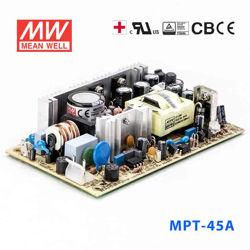 MPT-45A MPT-45A 45W +5V 5A +12V 2.5A -5V 0.5A 三路输出微漏电医用无外壳明纬开关电源