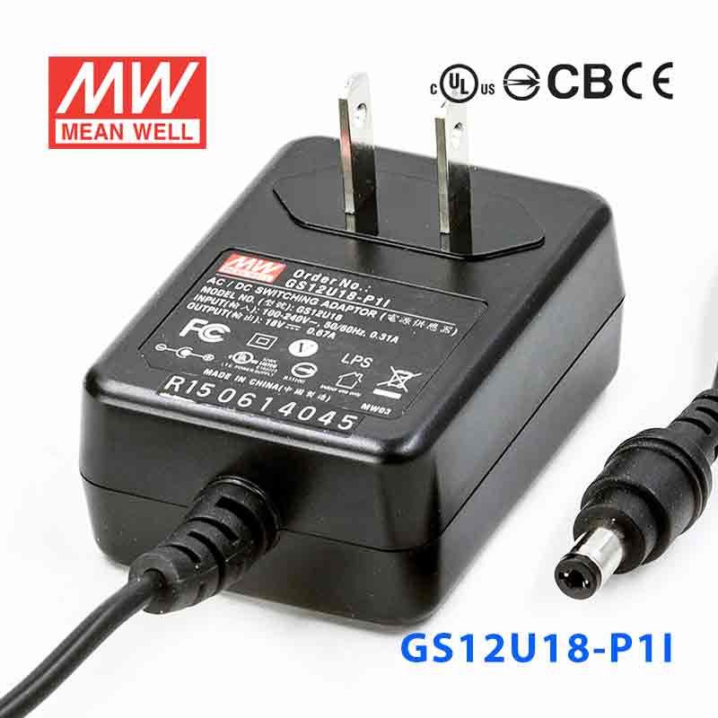 GS12U18-P1I GS12U18-P1I 12W 18V0.67A 输出绿色能源明纬墙插电源适配器(美式插头)