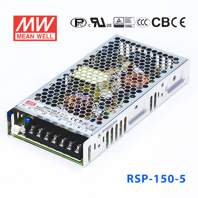 RSP-150-5 RSP-150-5 150W 5V30A单路输出低厚度带功率因素校正CCC认证明纬开关电源