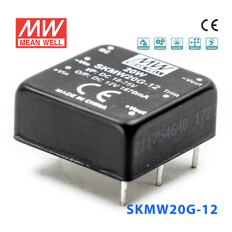 SKMW20G-12 SKMW20G-12 20W 18~75V 转 12V 1.67A 非稳压单路输出DC-DC模块电源