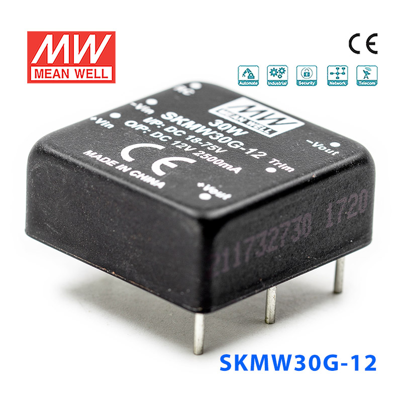 SKMW30G-12 SKMW30G-12 30W 18~75V 转 12V 2.5A 非稳压单路输出DC-DC模块电源