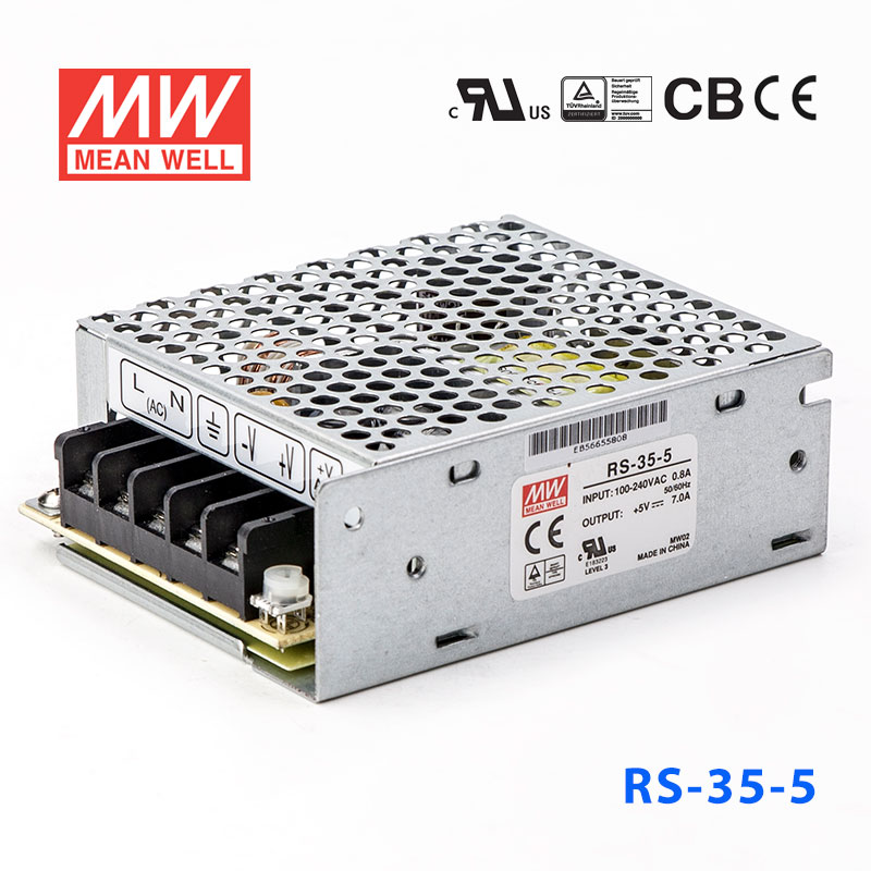 RS-35-5 RS-35-5 35W 5V7A 单路输出明纬开关电源(G3系列-高性能内置有外壳)
